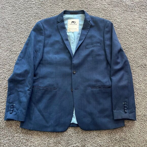 Moods Of Norway Blazer Suit Jacket 2Btn 100% Wool Navy Blue Mens 46 R US / EU 56